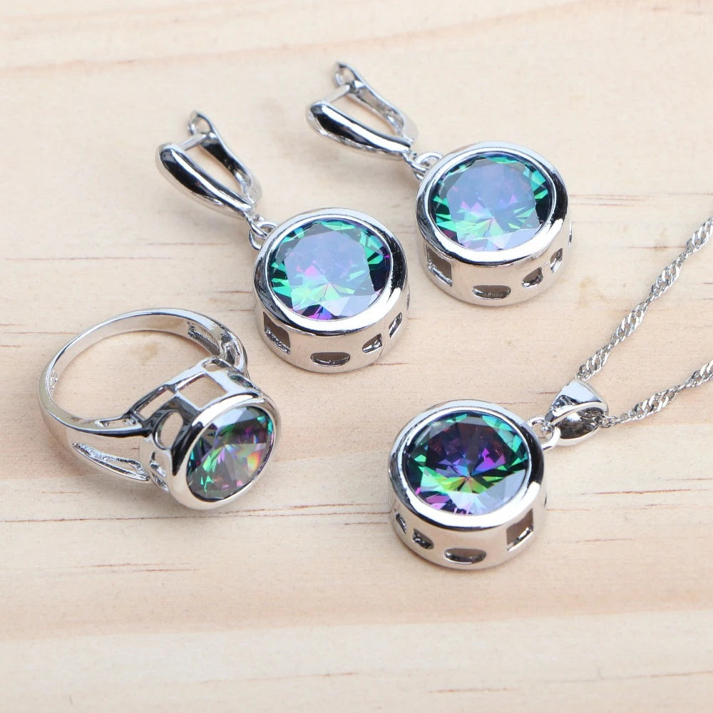 Parures en argent sterling à zircons colorés