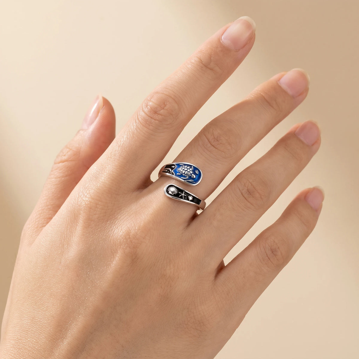 Ocean Motif Sterling Silver Open Ring – product image 6