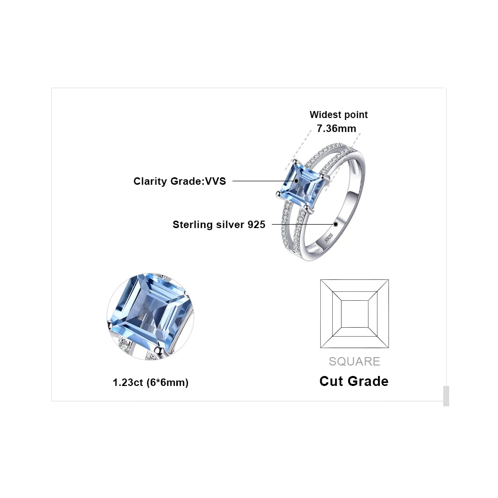 Princess-Cut Sky Blue Topaz Sterling Silver Ring – product image 5