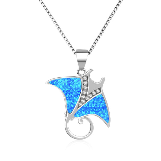 Blue Stingray Opal Pendant Necklace