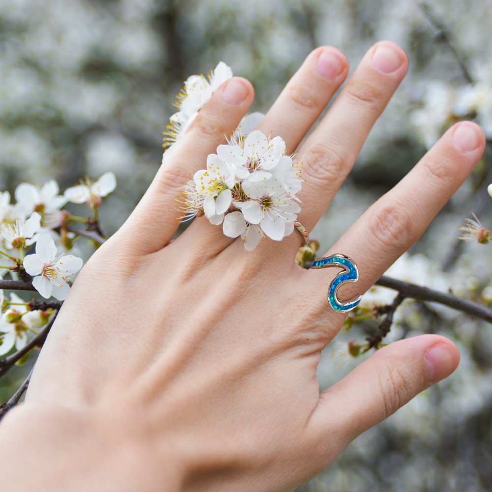 Close-up of Opal Wave Ring