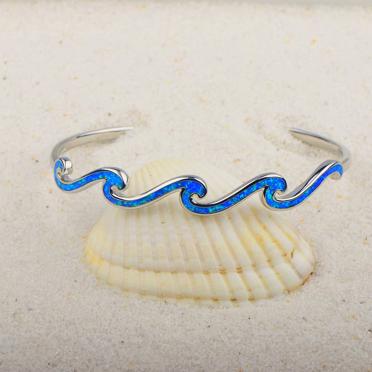 Opal Wave Bracelet with coastal wave detail