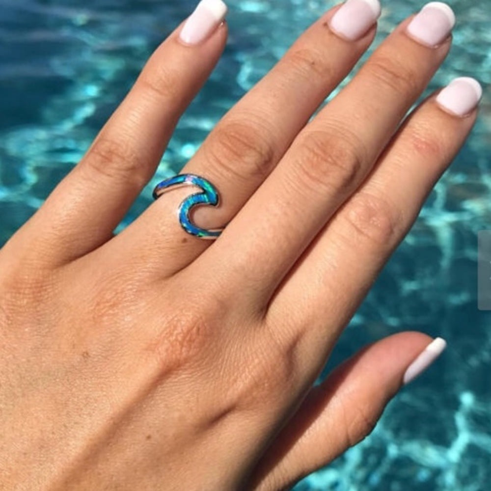 Blue Opal Wave Ring