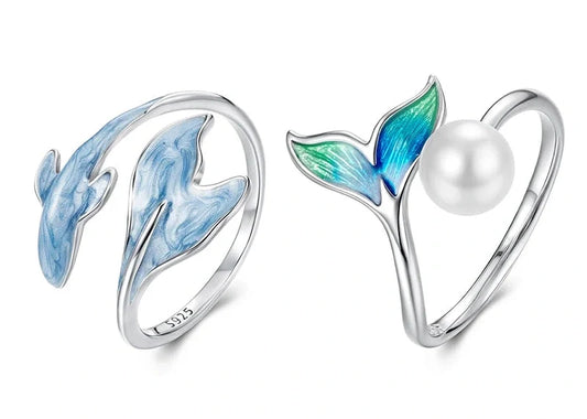Ocean-inspired sterling silver ring