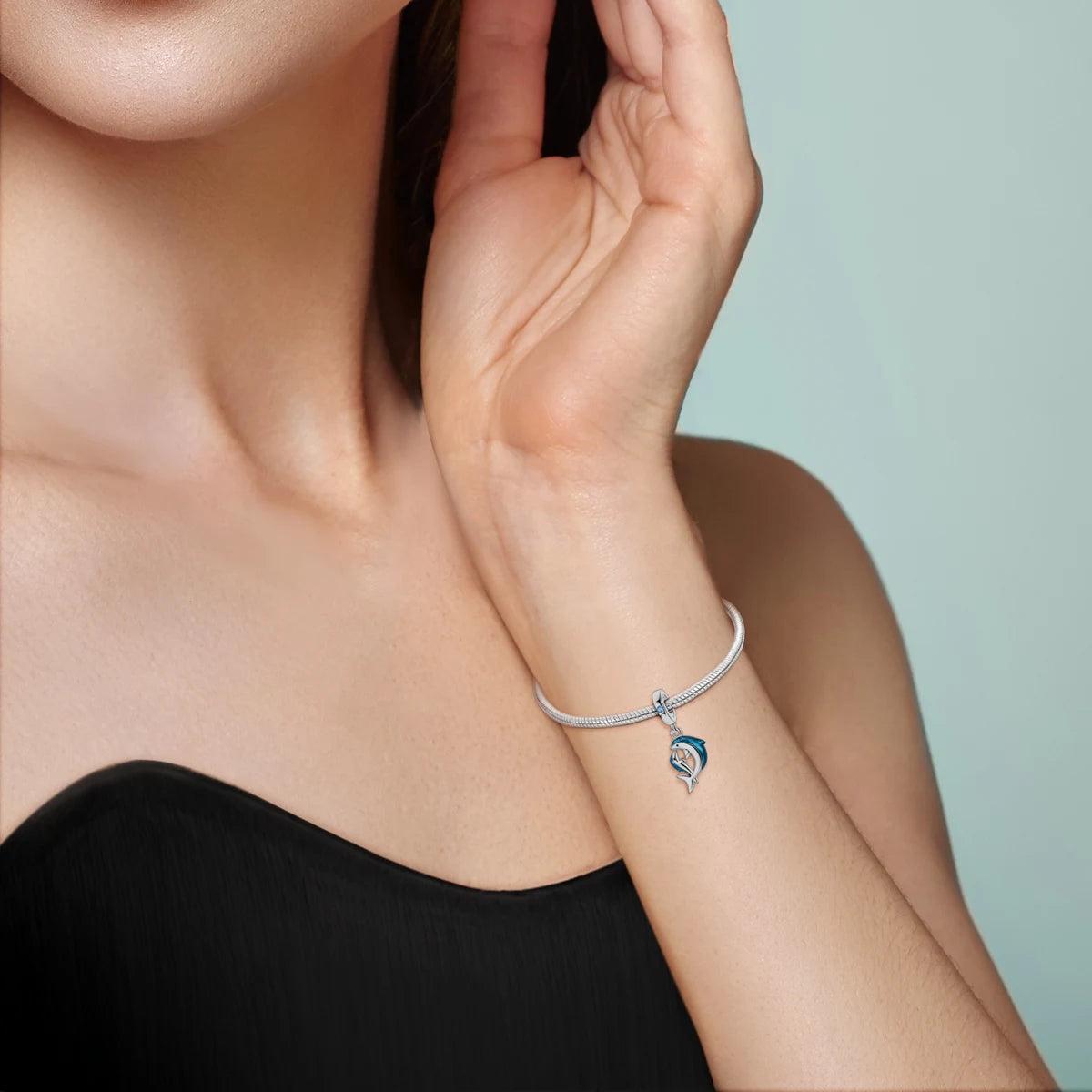 Blue Dolphin Sterling Silver Dangle Charm – product image 4