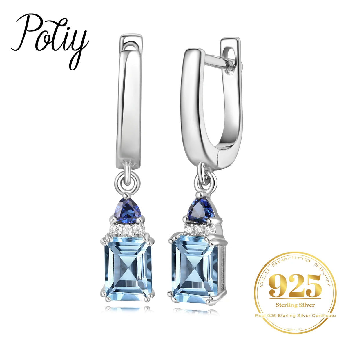 Sky Blue Topaz Sterling Silver Drop Earrings – product image 1