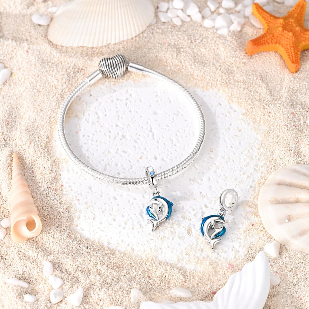 Blue Dolphin Sterling Silver Dangle Charm – product image 2