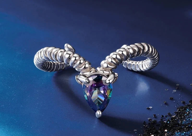 Zodiac-inspired sterling silver ring