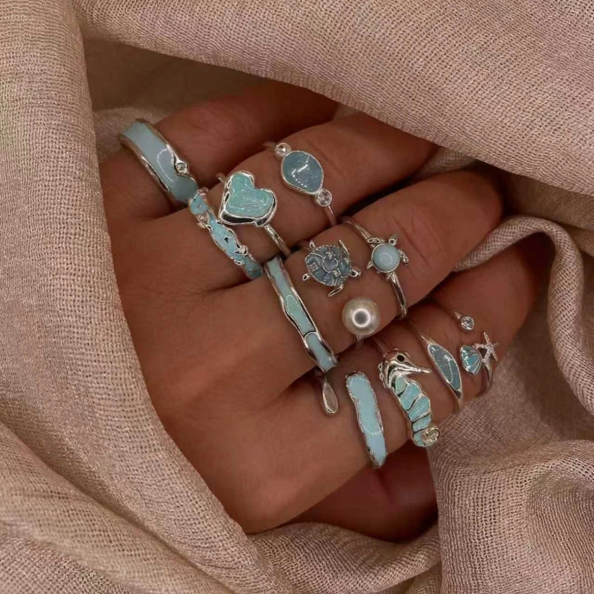 Ocean Motif 11-Piece Ring Set – product image 1