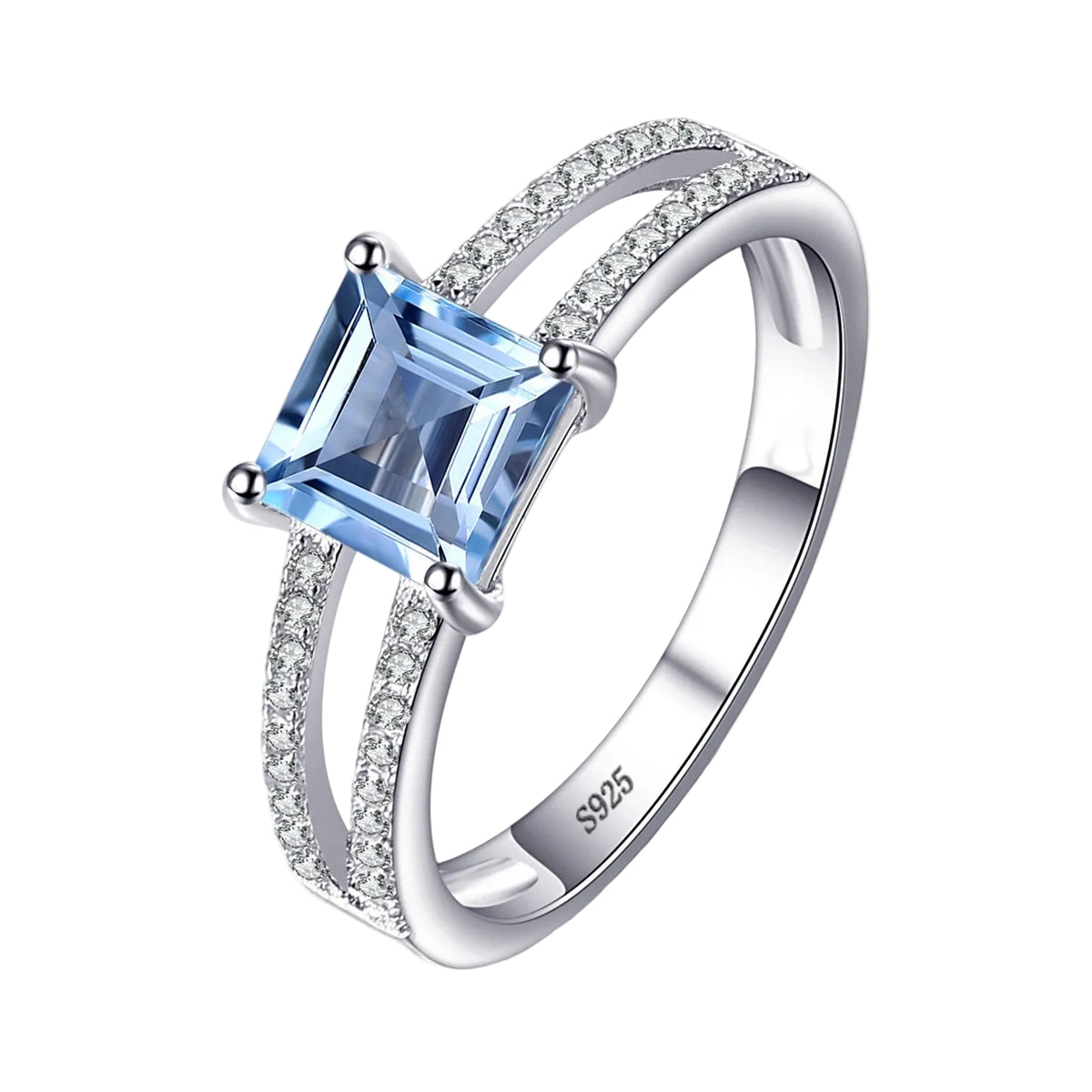 Princess-Cut Sky Blue Topaz Sterling Silver Ring – product image 1