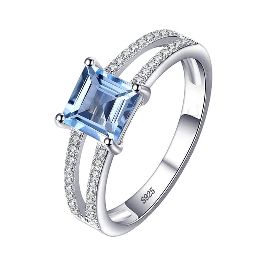 Princess-Cut Sky Blue Topaz Sterling Silver Ring – product image 1