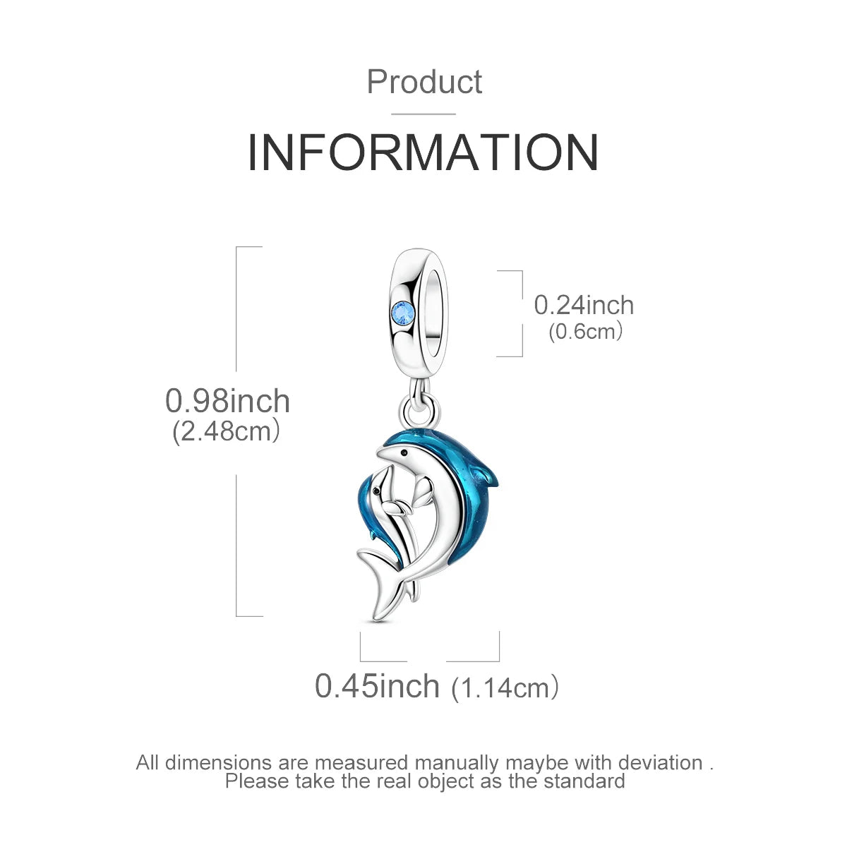 Blue Dolphin Sterling Silver Dangle Charm – product image 3
