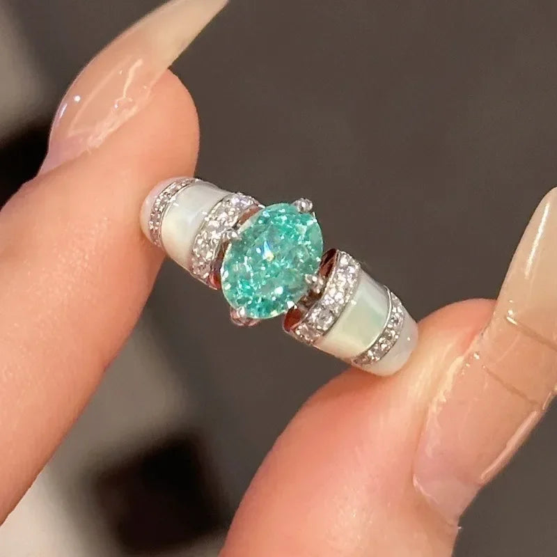 Green Zircon Silver-Plated Ring – product image 1