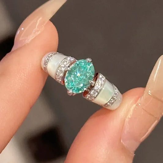 Green Zircon Silver-Plated Ring – product image 1