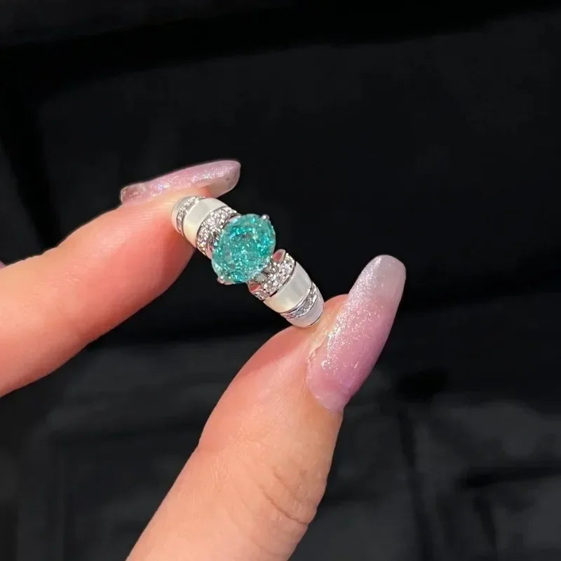Green Zircon Silver-Plated Ring – product image 2