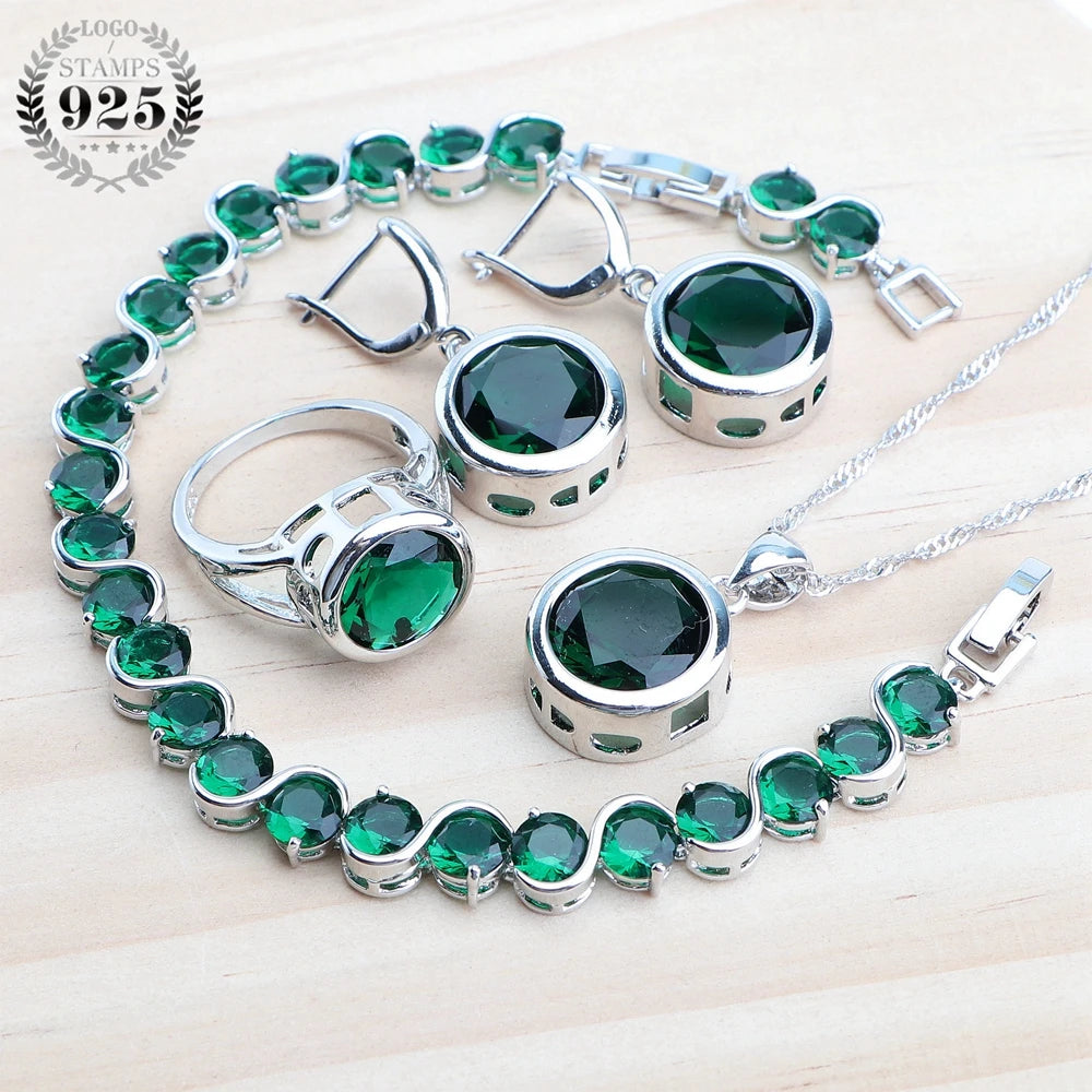 Parures en argent sterling à zircons colorés