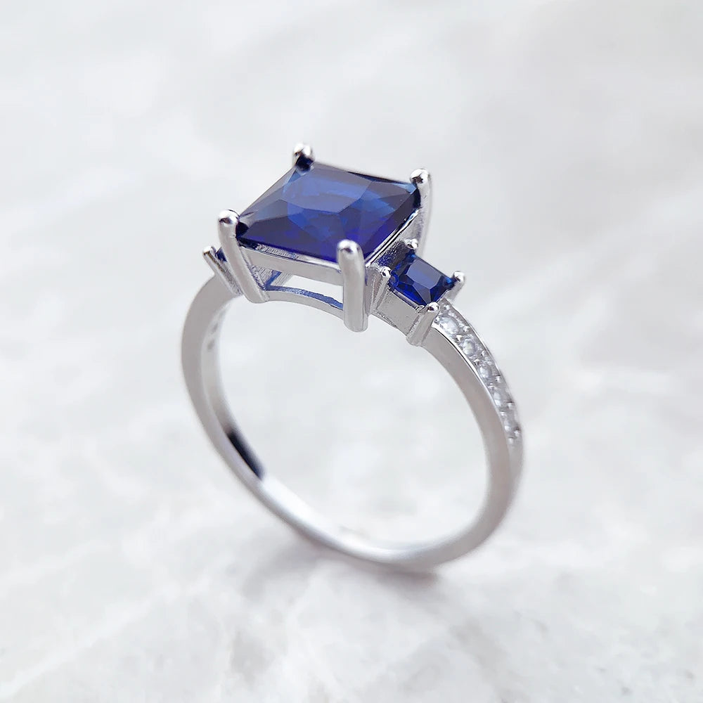 Square Zircon Sterling Silver Cocktail Ring – product image 4