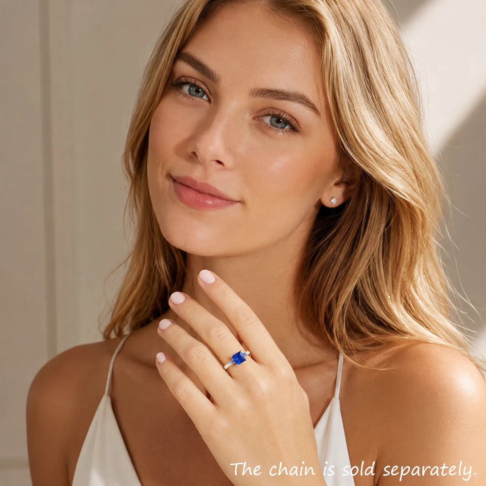 Square Zircon Sterling Silver Cocktail Ring – product image 2
