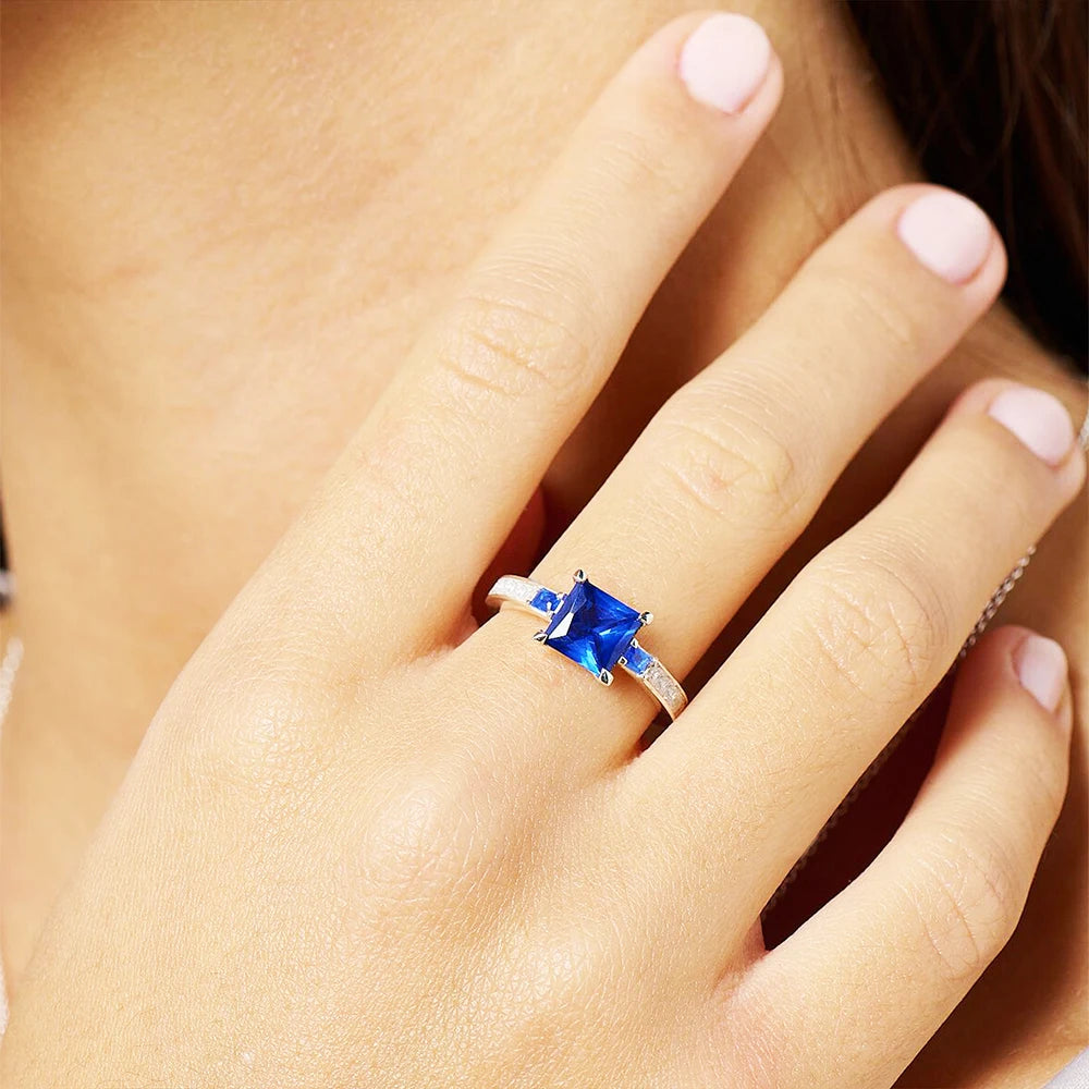 Square Zircon Sterling Silver Cocktail Ring – product image 3