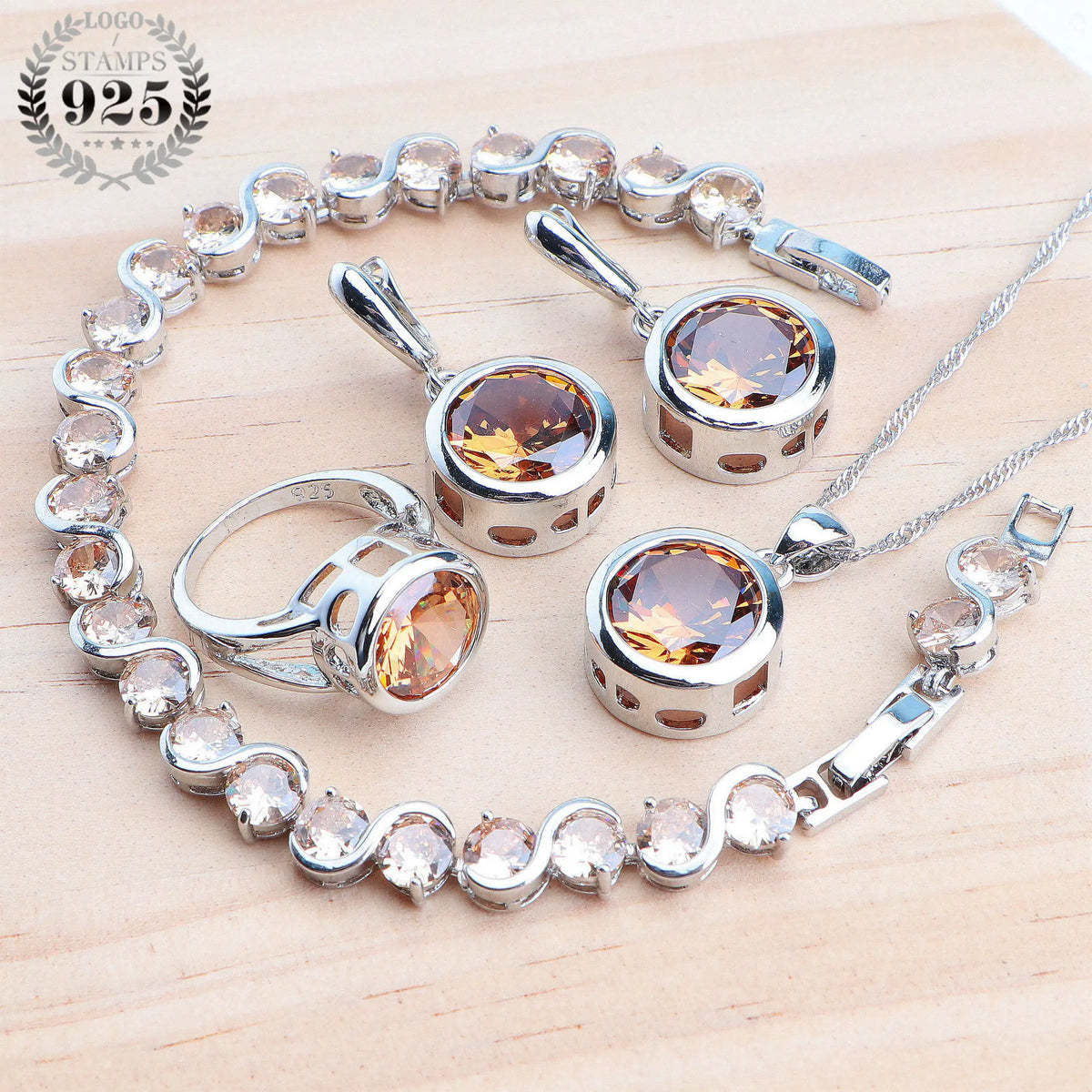 Parures en argent sterling à zircons colorés