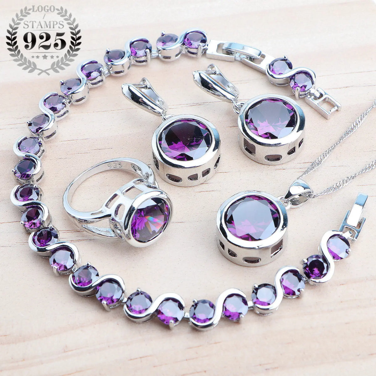 Parures en argent sterling à zircons colorés