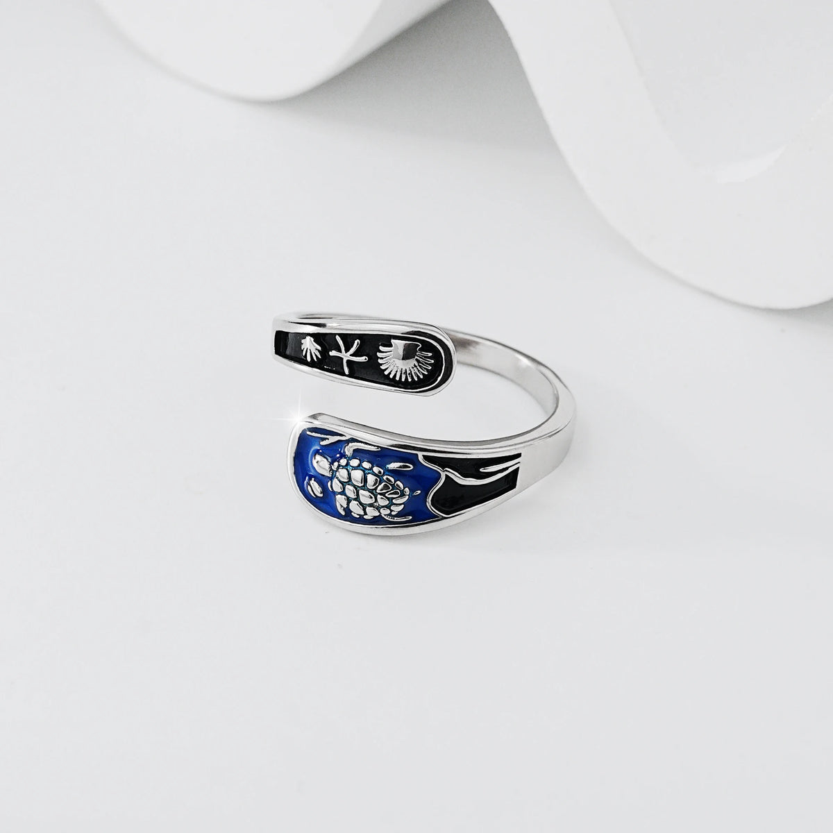 Ocean Motif Sterling Silver Open Ring – product image 3