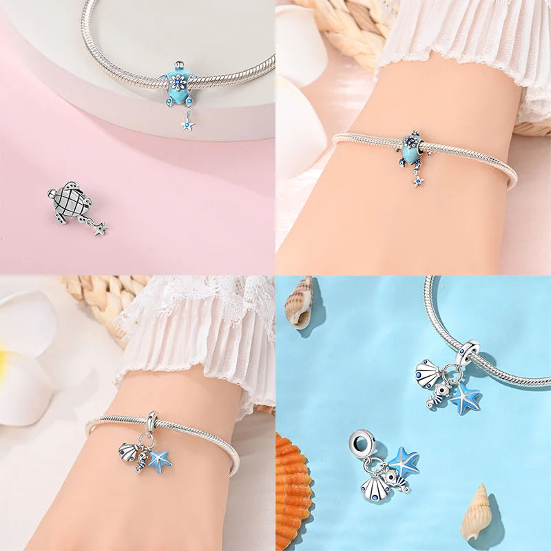 Abalorios de Plata 925 de Tortuga y Estrella de Mar