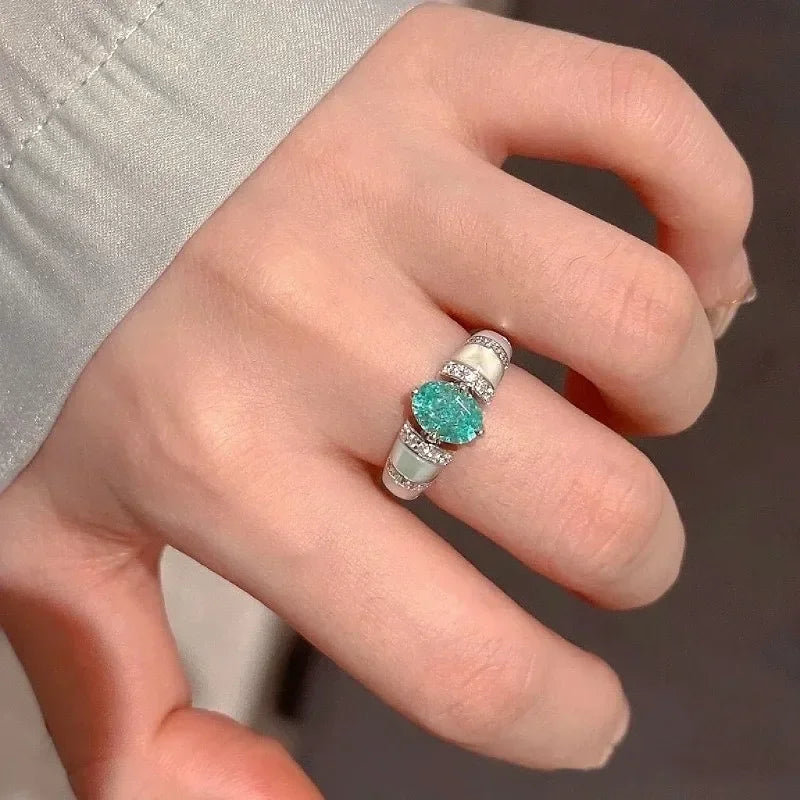 Green Zircon Silver-Plated Ring – product image 3