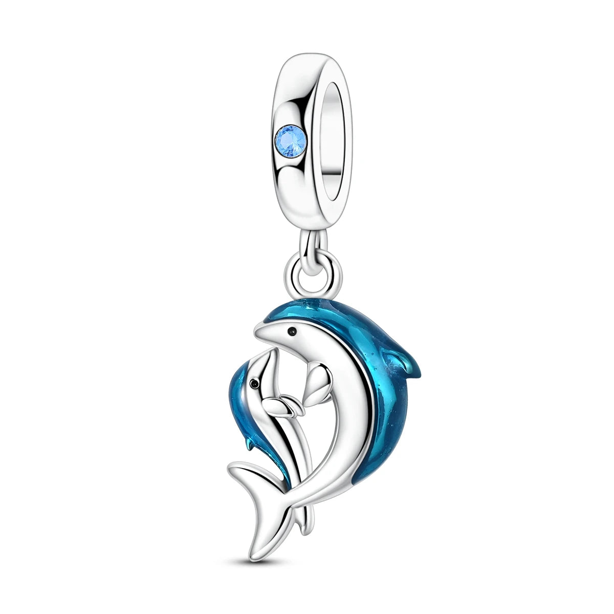 Blue Dolphin Sterling Silver Dangle Charm – product image 1