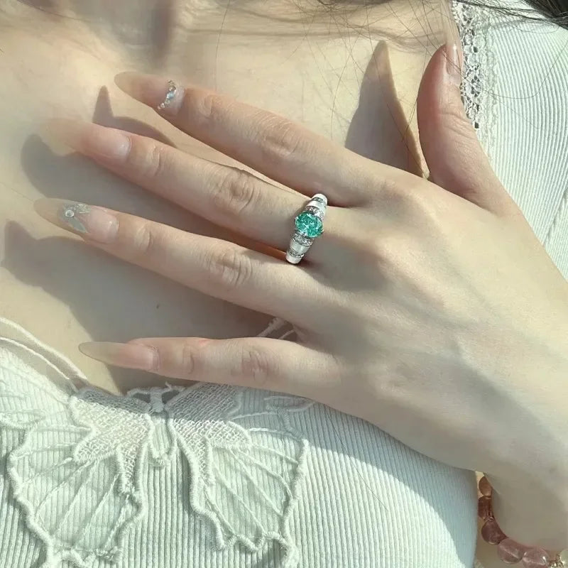 Green Zircon Silver-Plated Ring – product image 5