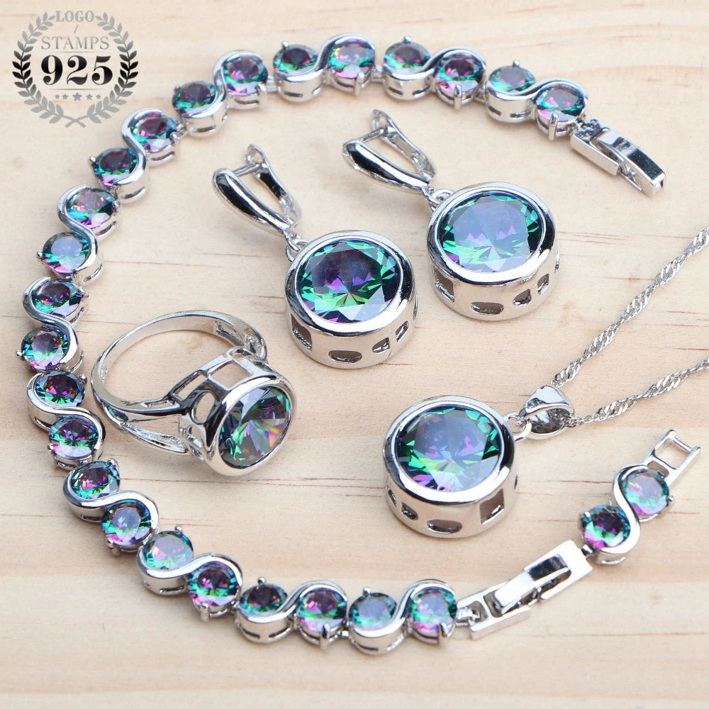 Parures en argent sterling à zircons colorés