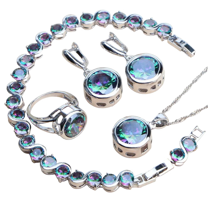 Parures en argent sterling à zircons colorés