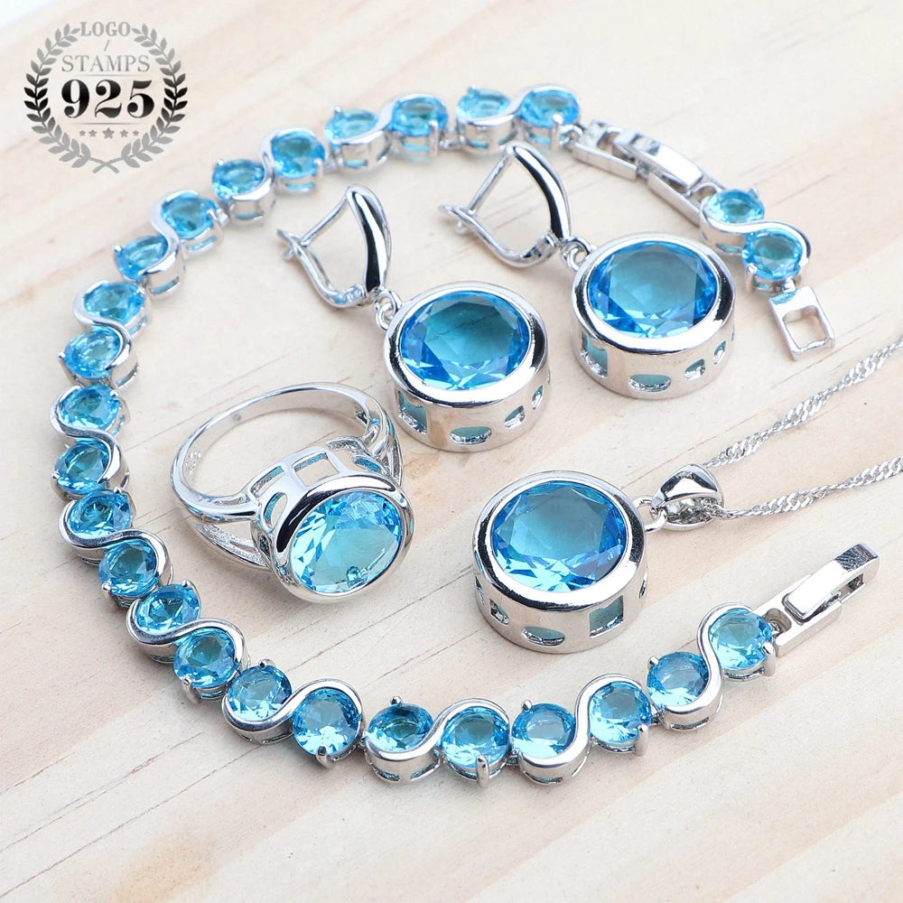 Parures en argent sterling à zircons colorés
