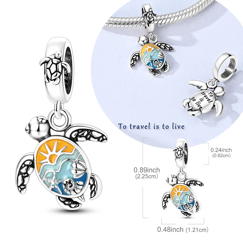 Colourful Turtle Sterling Silver Charm – product image 1