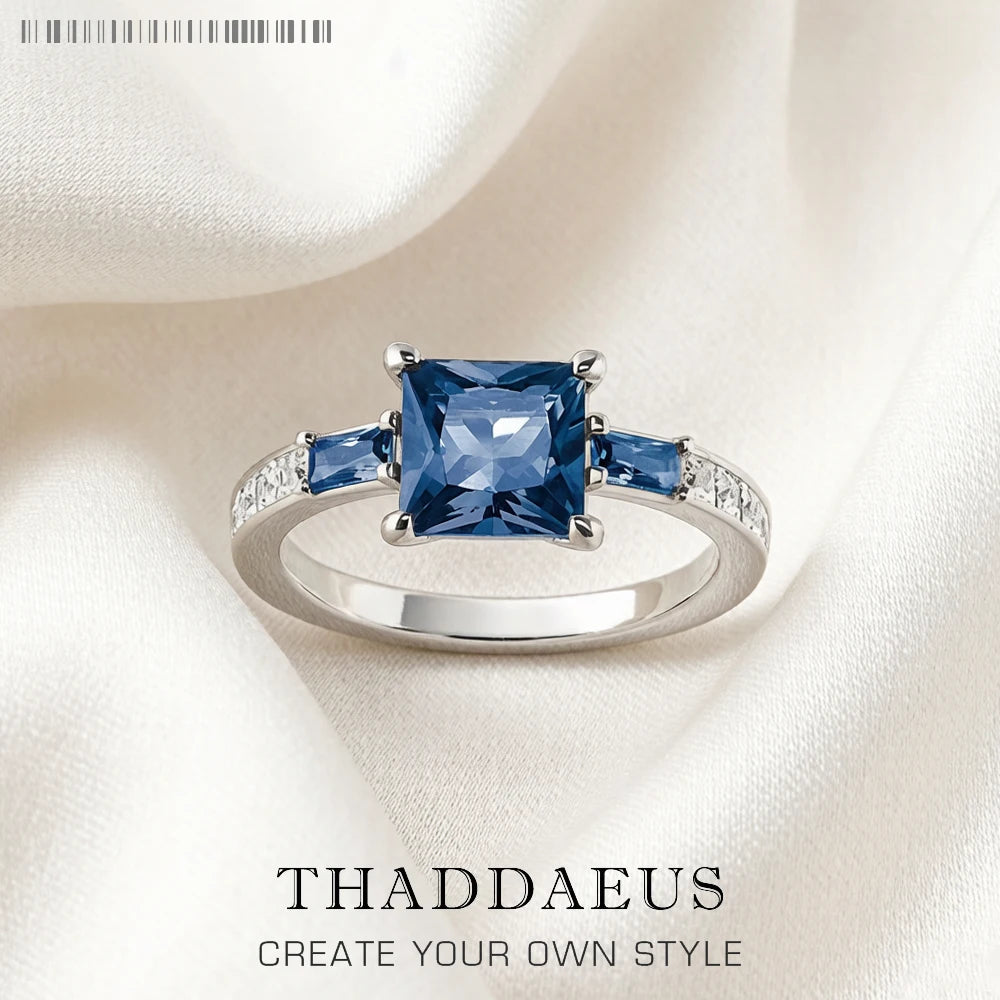 Square Zircon Sterling Silver Cocktail Ring – product image 1